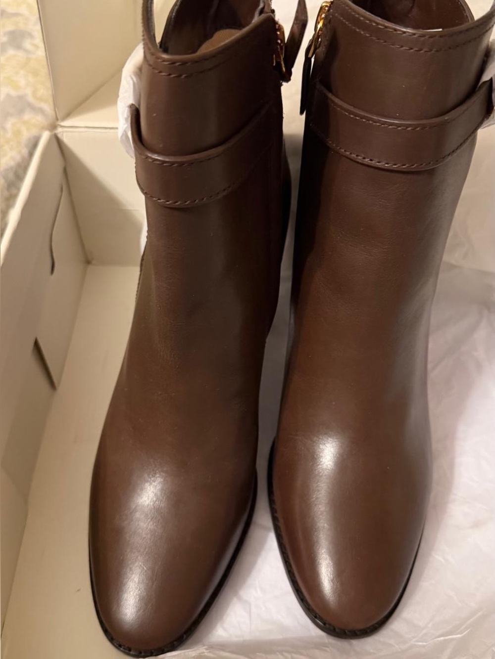 Ralph Lauren Dark Brown Leather Ankle Booties